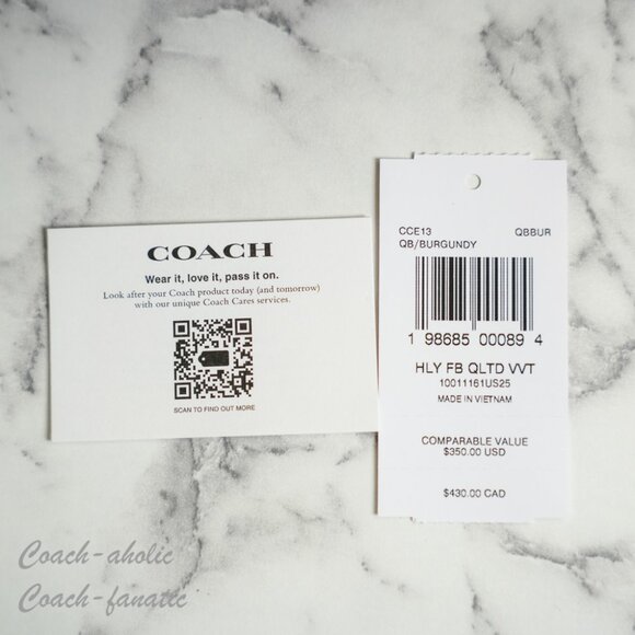 NWT COACH Hailey Flap Bag Velvet Organic Cotton With Quilting Burgundy CCE13 - Picture 10 of 13